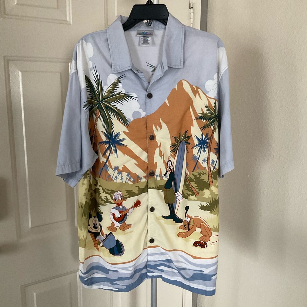 Vintage Disneyland Hang Loose Hawaiian Shirt Surf Shirt Size L